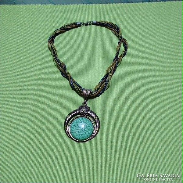 Be trendy! Special unique necklace with antique-style green pendant for sale!