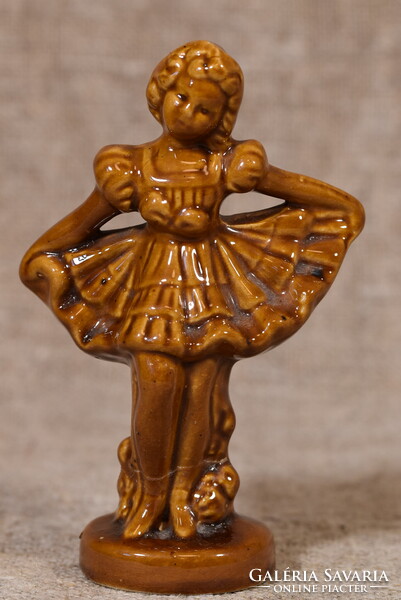 Vintage ceramic dancer figurine Hungary brown glaze