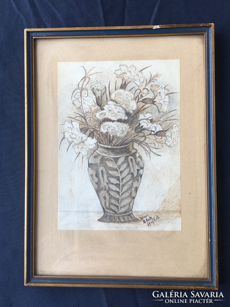 Virágcsendélet , Apuci Béla 1929 X .13. Jelzéssel .