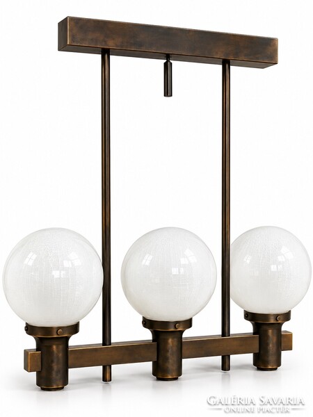 Mid-Century three-globe copper pendant lamp – György Csanádi, 1970s