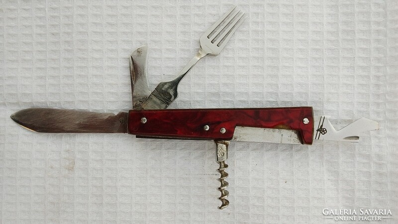 Retro Soviet Camping Knife with Cutlery / Tourist Pocket Knife