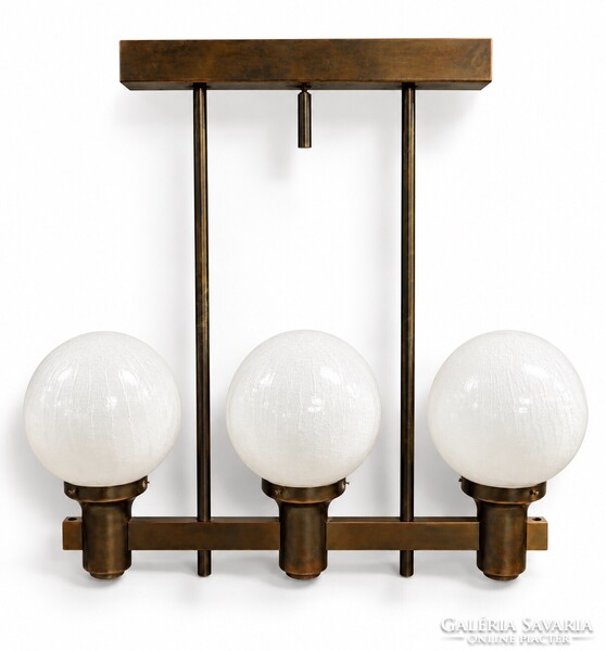 Mid-Century three-globe copper pendant lamp – György Csanádi, 1970s
