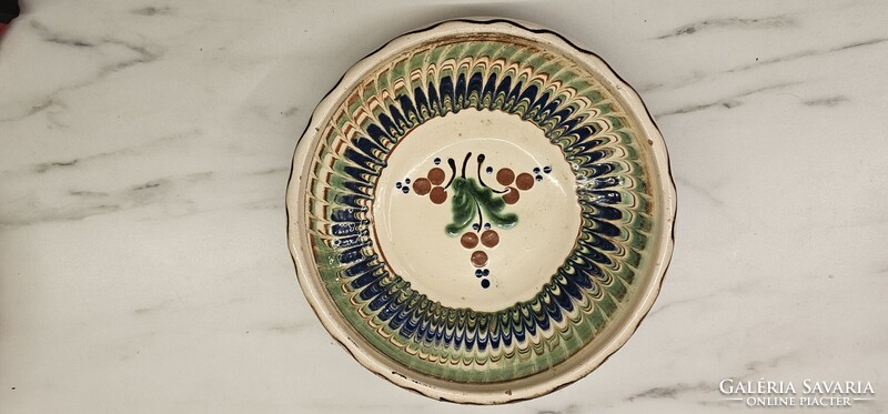 Hand-painted folk ceramic wall plate for sale