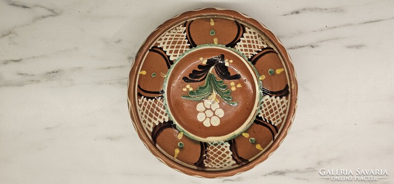 Hand-painted folk ceramic wall plate for sale