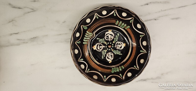 Hand-painted folk ceramic wall plate for sale