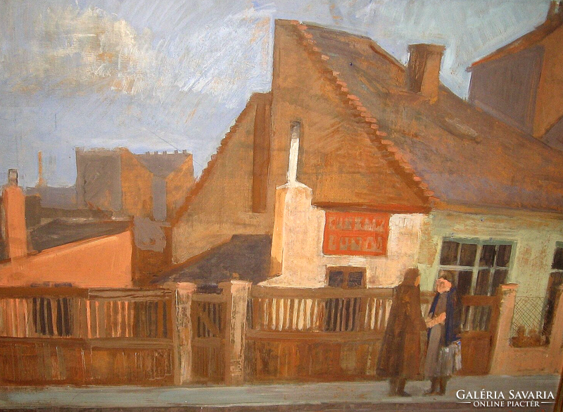 EXQUISITE ORIGINAL VITÉZ JÁNOS SOMOGYI /1928-2010 / : CITYSCAPE AT THE END