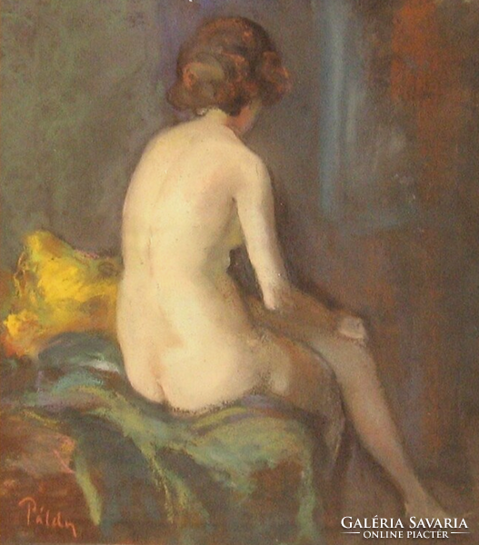 GUARANTEED ORIGINAL BEAUTIFUL PÁLDY ZOLTÁN /1884-1939/ FEMALE NUDE: WAITING