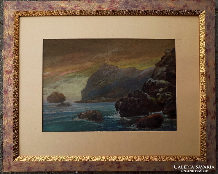 Antal Neogrády 1861-1942: Rocky Seaside, With Guarantee and Invoice