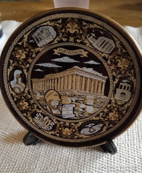Small Collector's Plate of the Parthenon in Athens, Greece, Black and Gold