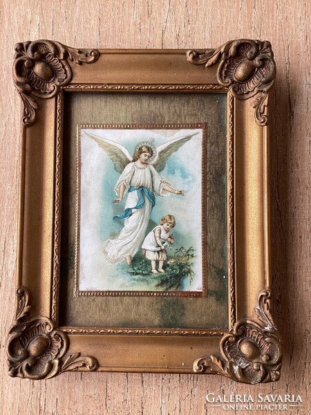 Antique - Guardian Angel Picture in Frame