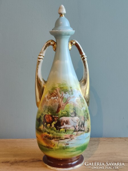 Antique Victoria Austria Porcelain Decorative Jug with Lid