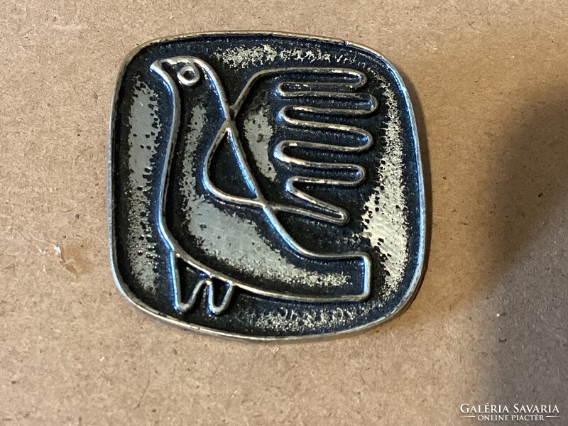 Percz János, silver-plated copper brooch