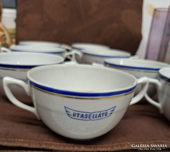 8 Zsolnay Soup Cups with 'Utasellátó' Inscription for Sale