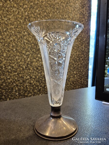 Silver-plated crystal vase