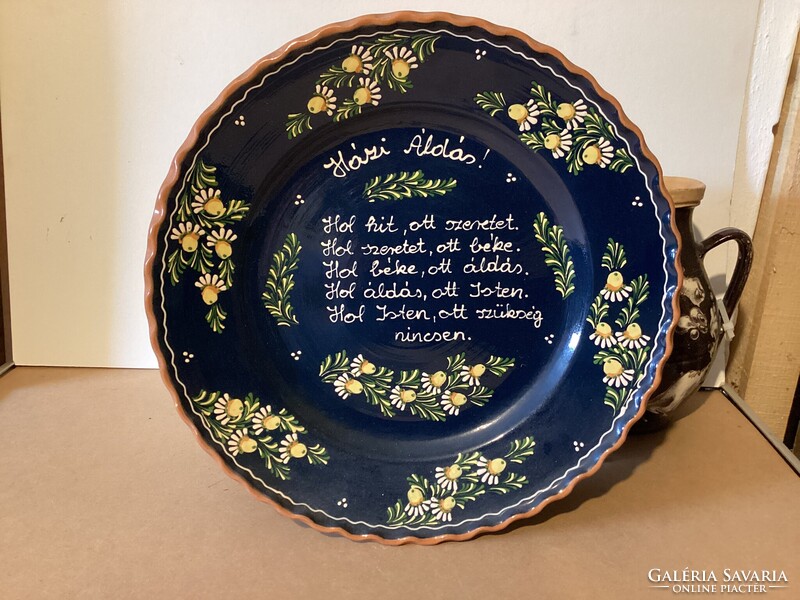 Házi Áldás - Szénási János HMVHely falitányér 33,5 cm .