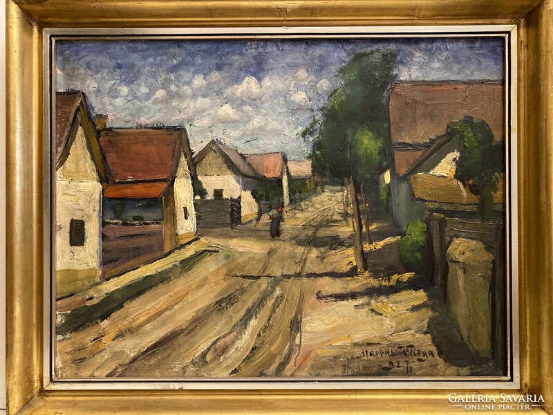 István Ilosvai Varga (1895 - 1978) - village street view.