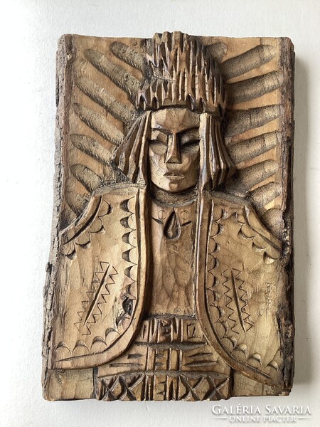 Transylvanian shepherd - wooden wall painting.