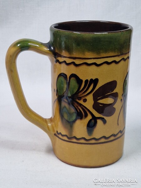 Painted Glazed Ceramic Beer Mug in Perfect Condition, 14 cm High