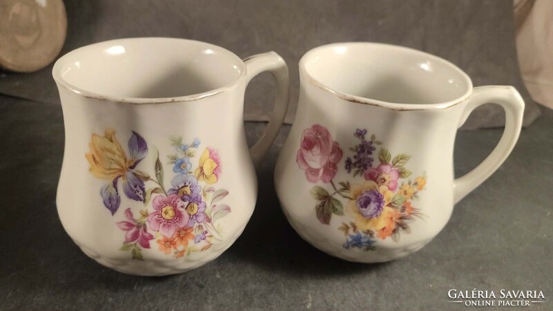 Virágos porcelán hasas bögre pár 624